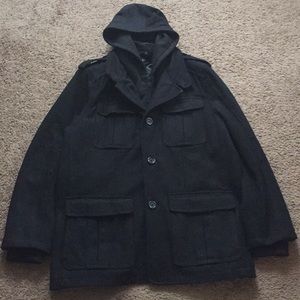 Black pea coat with zip out liner
